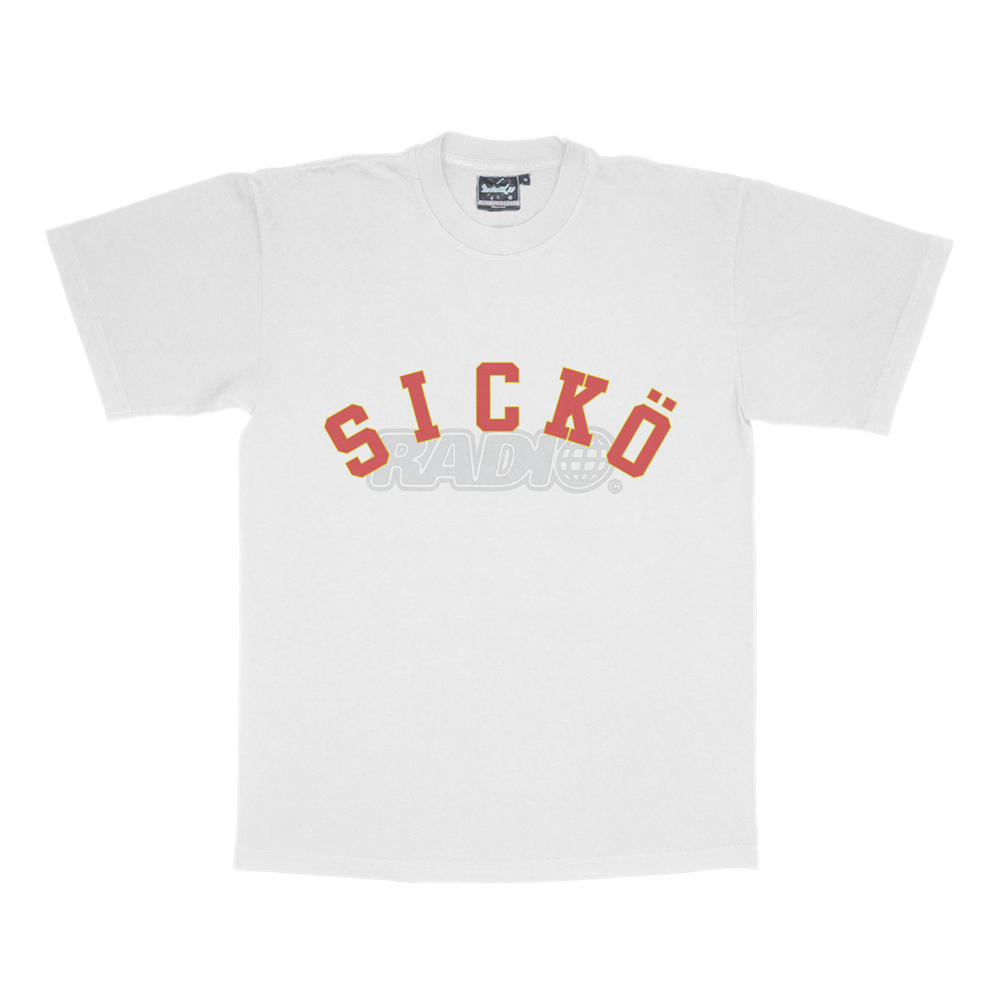 SICKÖ RADIÖ TEE [WHITE, 3M RADIO WORDMARK]